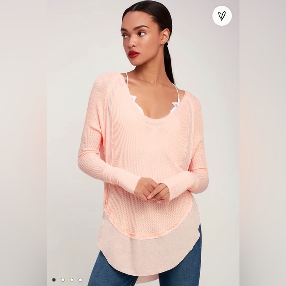 We the Free Catalina Light Peach Long Sleeve Thermal Top - Picture 1 of 8